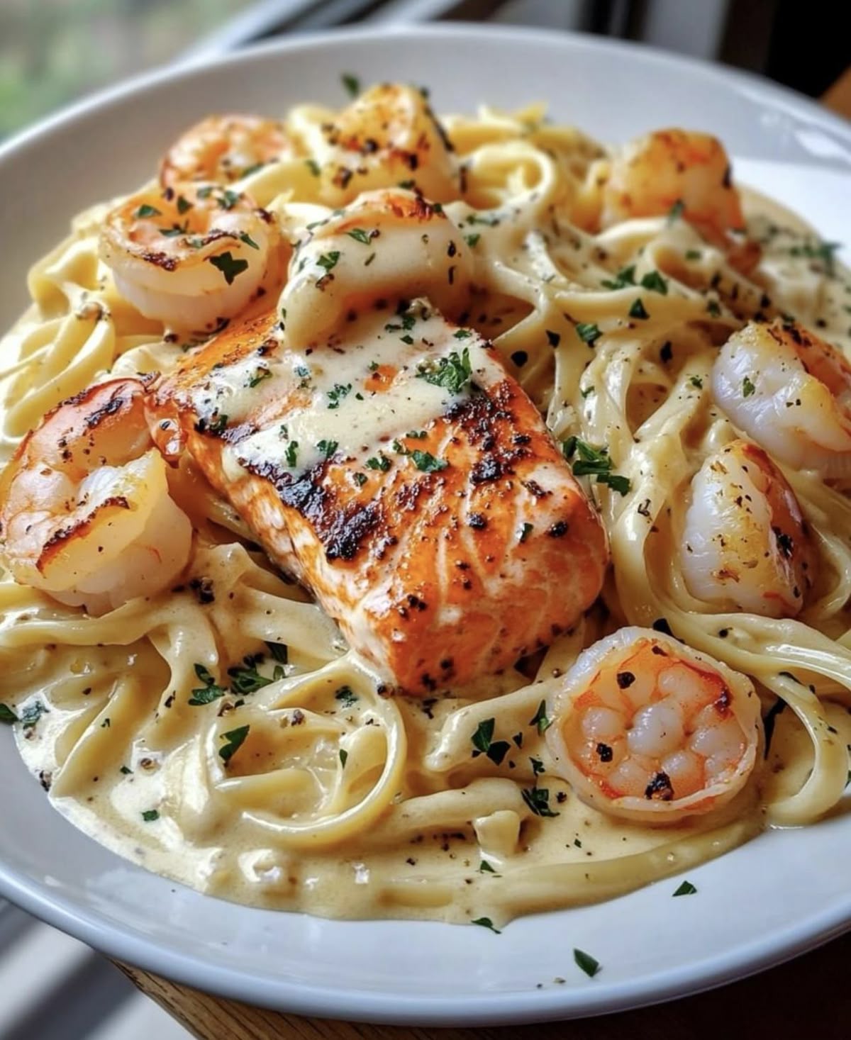 Creamy salmon pasta